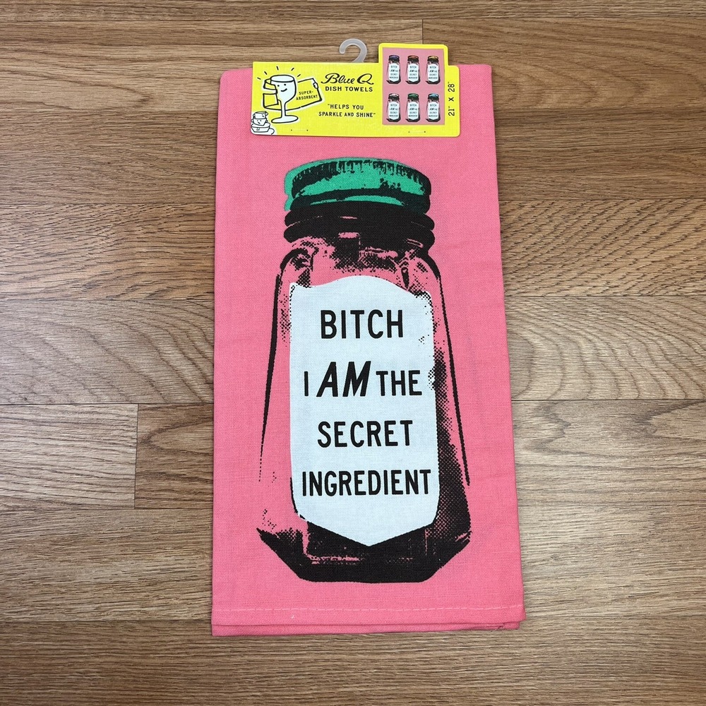 Blue Q Dish Towel "B*tch I AM The Secret Ingredient" Pink 21in x 28in‎ NEW